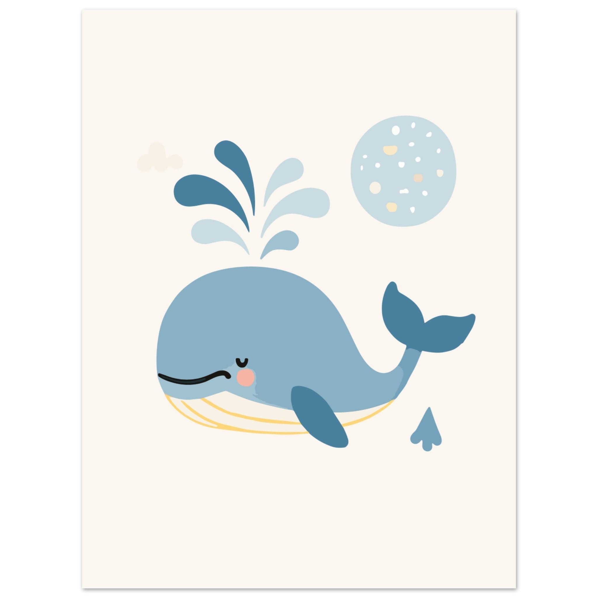 Artfulprints Poster Walvis Pastel - 30x40 cm - Blauw