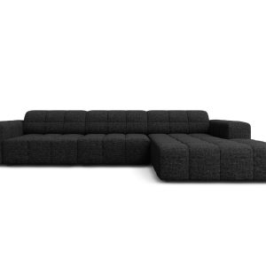 Cosmopolitan Design rechter hoekbank Chicago 4-zits, chenille zwart – Cosmopolitan Design rechter hoekbank Chicago 4-zits, chenille zwart –