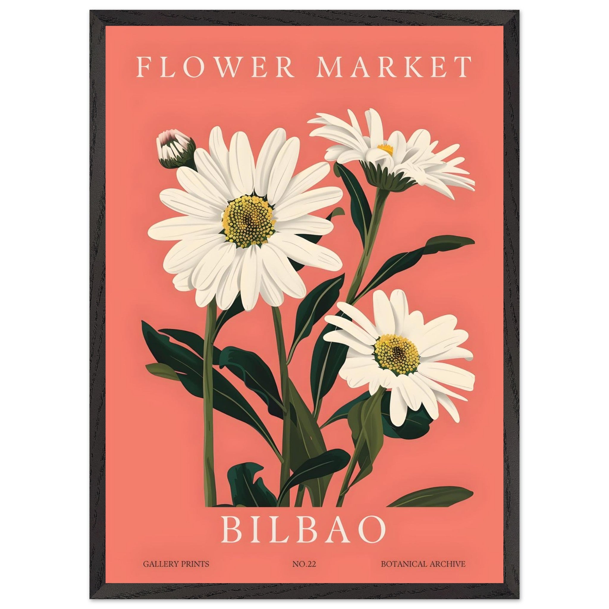 Artfulprints Poster met Lijst Flower market - Bilbao - 50x70 cm - Roze
