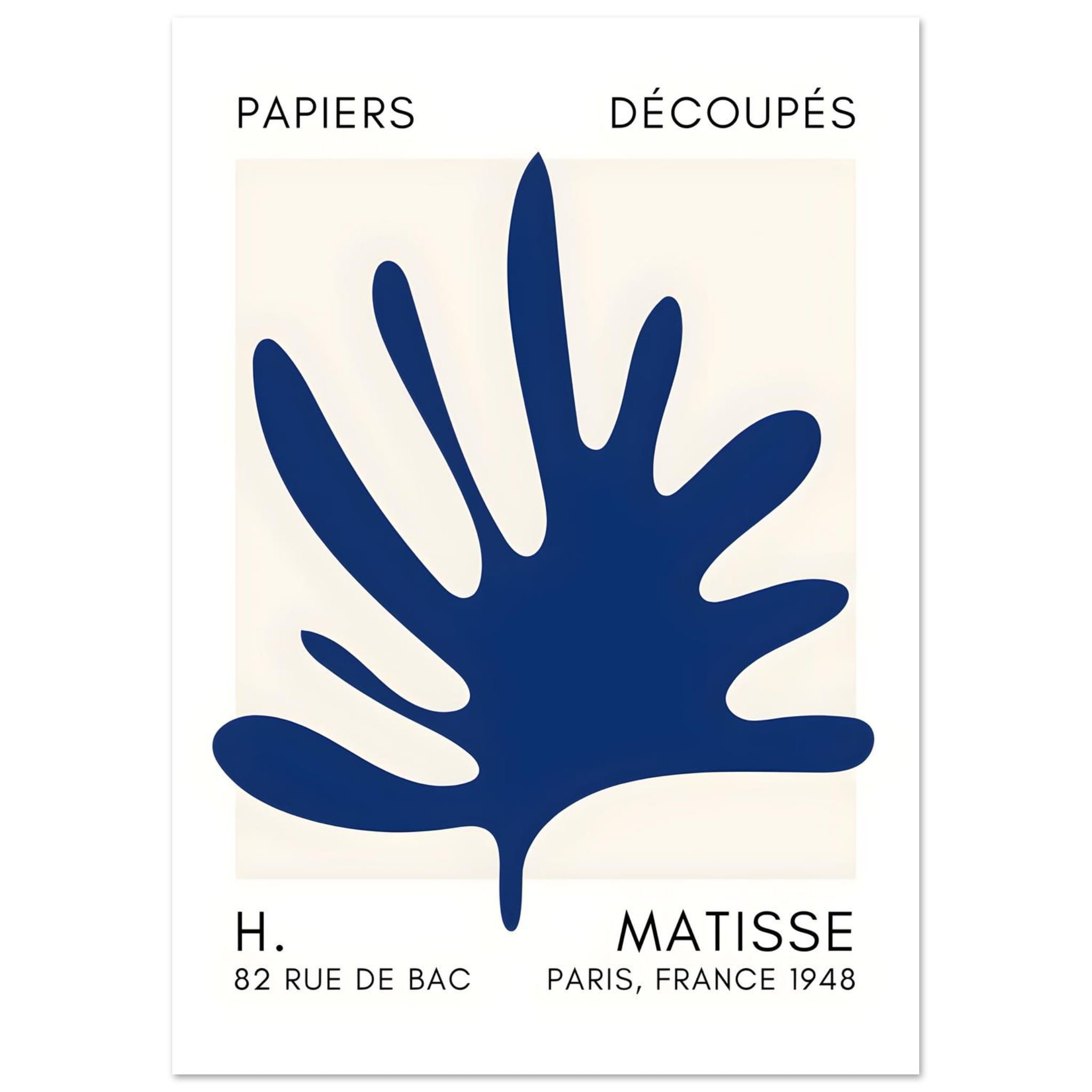 Artfulprints Poster Matisse – Coral drift navy blue II - A4 21x29.7 cm