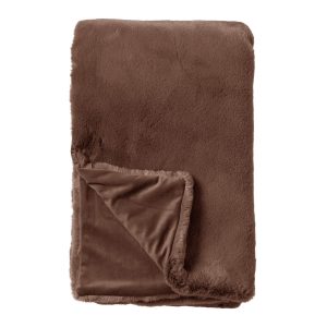 ZINZI – plaid 140×180 cm – bontlook – effen kleur – Chocolate Martini