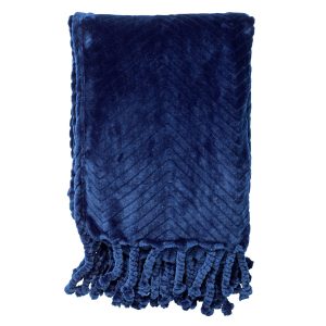 ZIGGY – plaid 140×180 cm – fleece – zigzagpatroon – Insignia Blue – bl