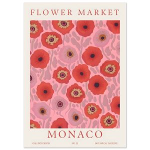 Artfulprints Poster Flower market – Monaco – A4 21×29.7 cm – Roze Artfulprints Poster Flower market – Monaco – A4 21×29.7 cm – Roze