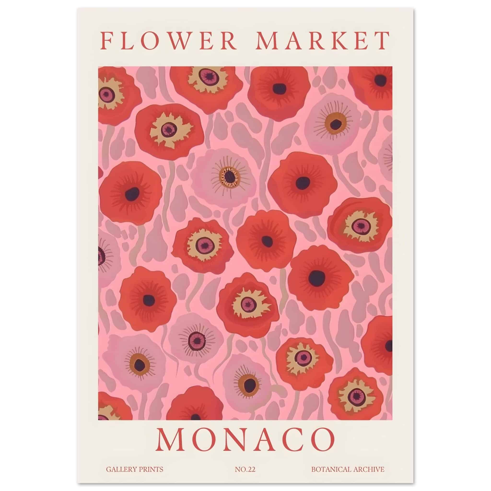 Artfulprints Poster Flower market - Monaco - A4 21x29.7 cm - Roze