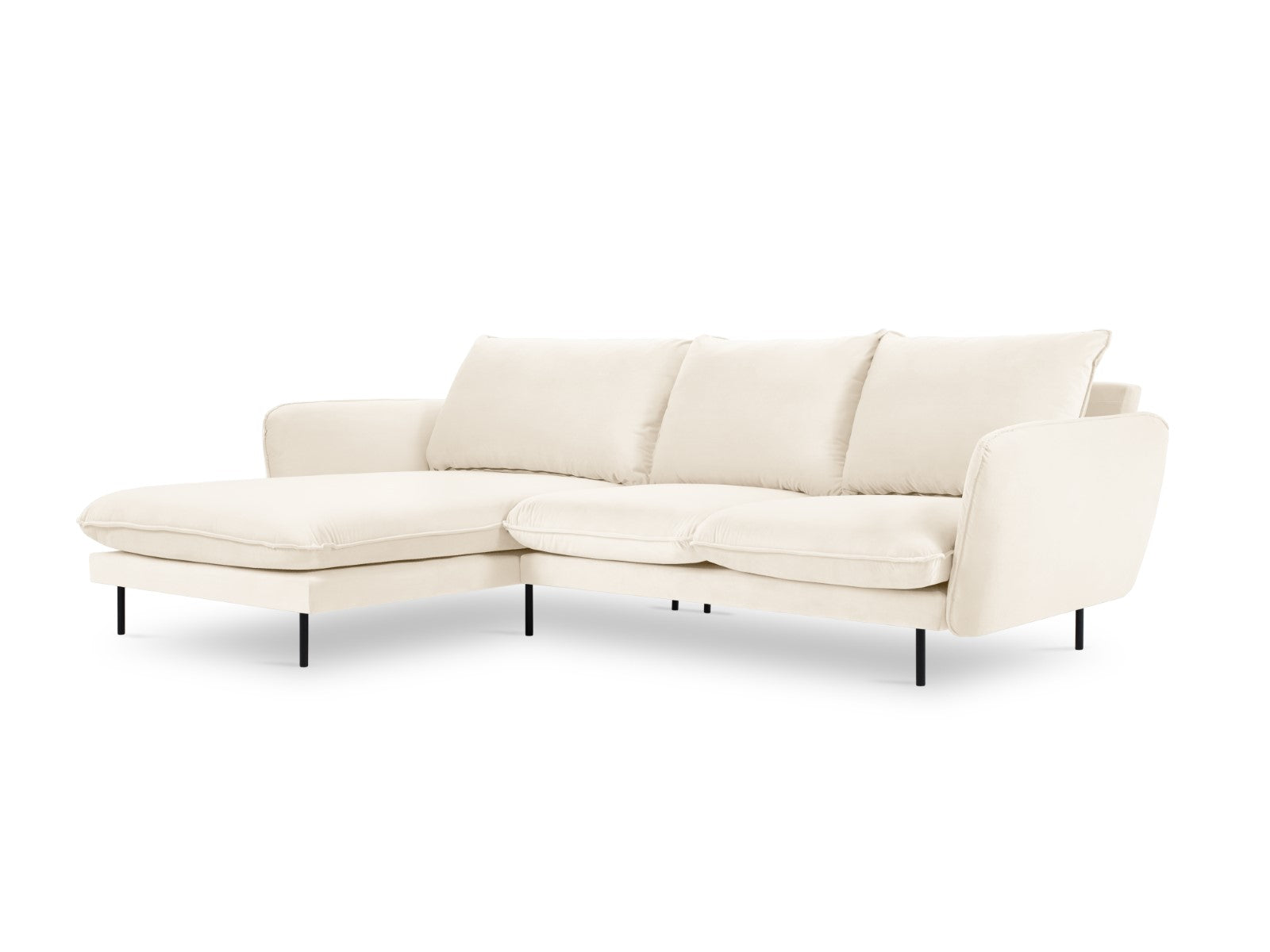 Cosmopolitan Design linker hoekbank Vienna 5-zits, flueel, lichtbeige