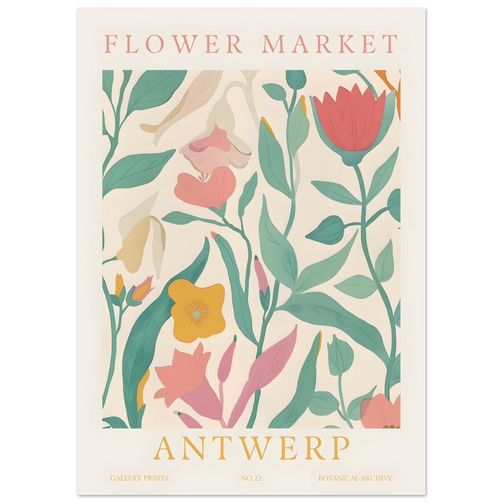 Artfulprints Poster Flower market - Antwerp - 50x70 cm - Meerkleurig