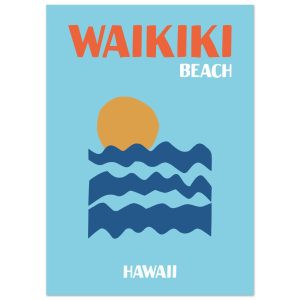 Artfulprints Poster Hawaii – Waikiki Beach – 50×70 cm – Blauw Artfulprints Poster Hawaii – Waikiki Beach – 50×70 cm – Blauw