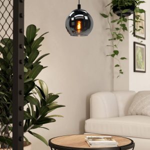 EGLO hanglamp Ariscani – e27 – ø 20 cm – rookglas – zwart EGLO hanglamp Ariscani – e27 – ø 20 cm – rookglas – zwart