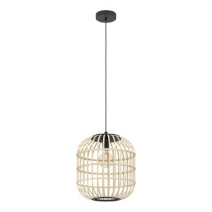 EGLO hanglamp Bordesley – e27 – ø 35 cm – zwart/hout EGLO hanglamp Bordesley – e27 – ø 35 cm – zwart/hout