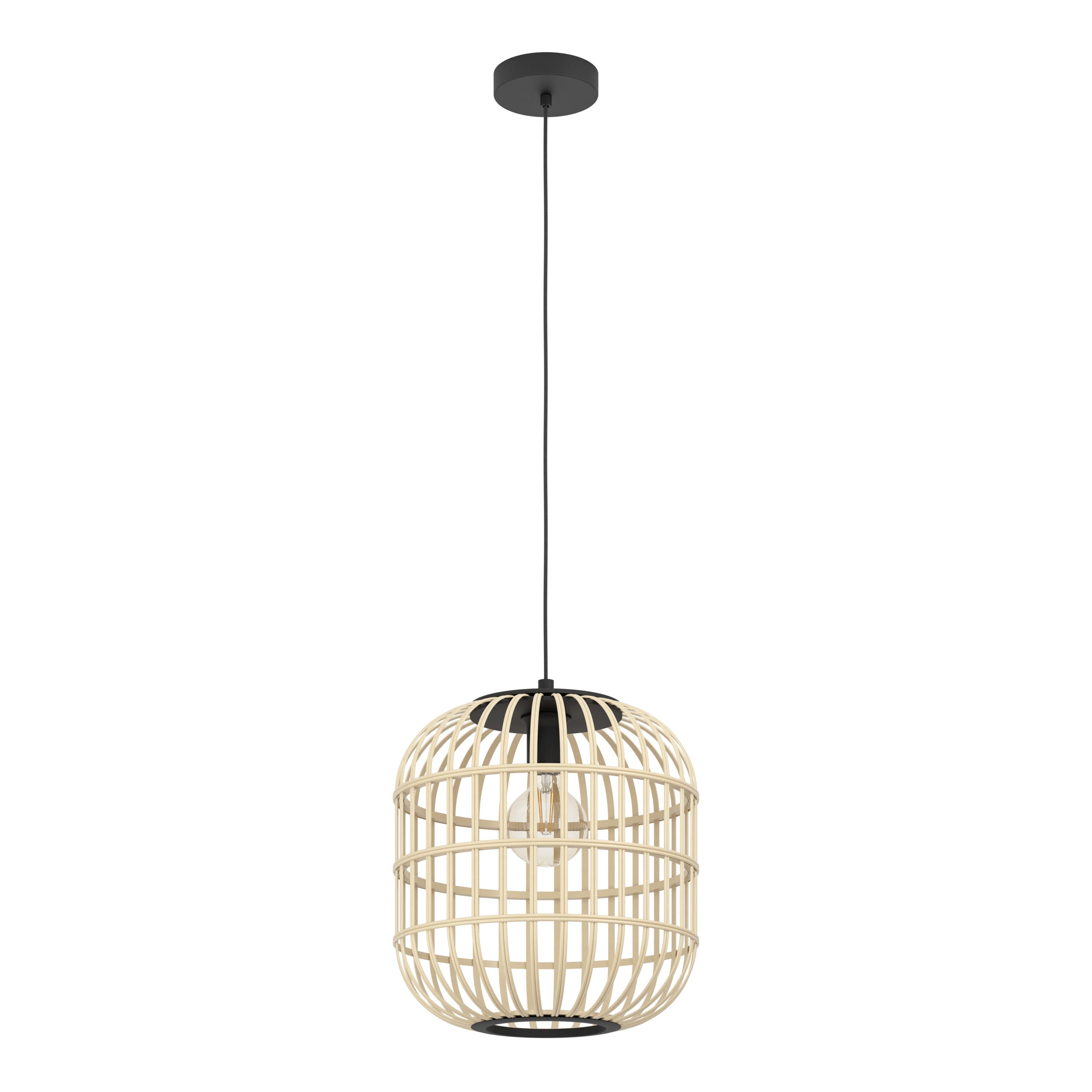 EGLO hanglamp Bordesley - e27 - ø 35 cm - zwart/hout
