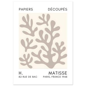 Artfulprints Poster Matisse – Coral shadows grey – 50×70 cm – Grijs