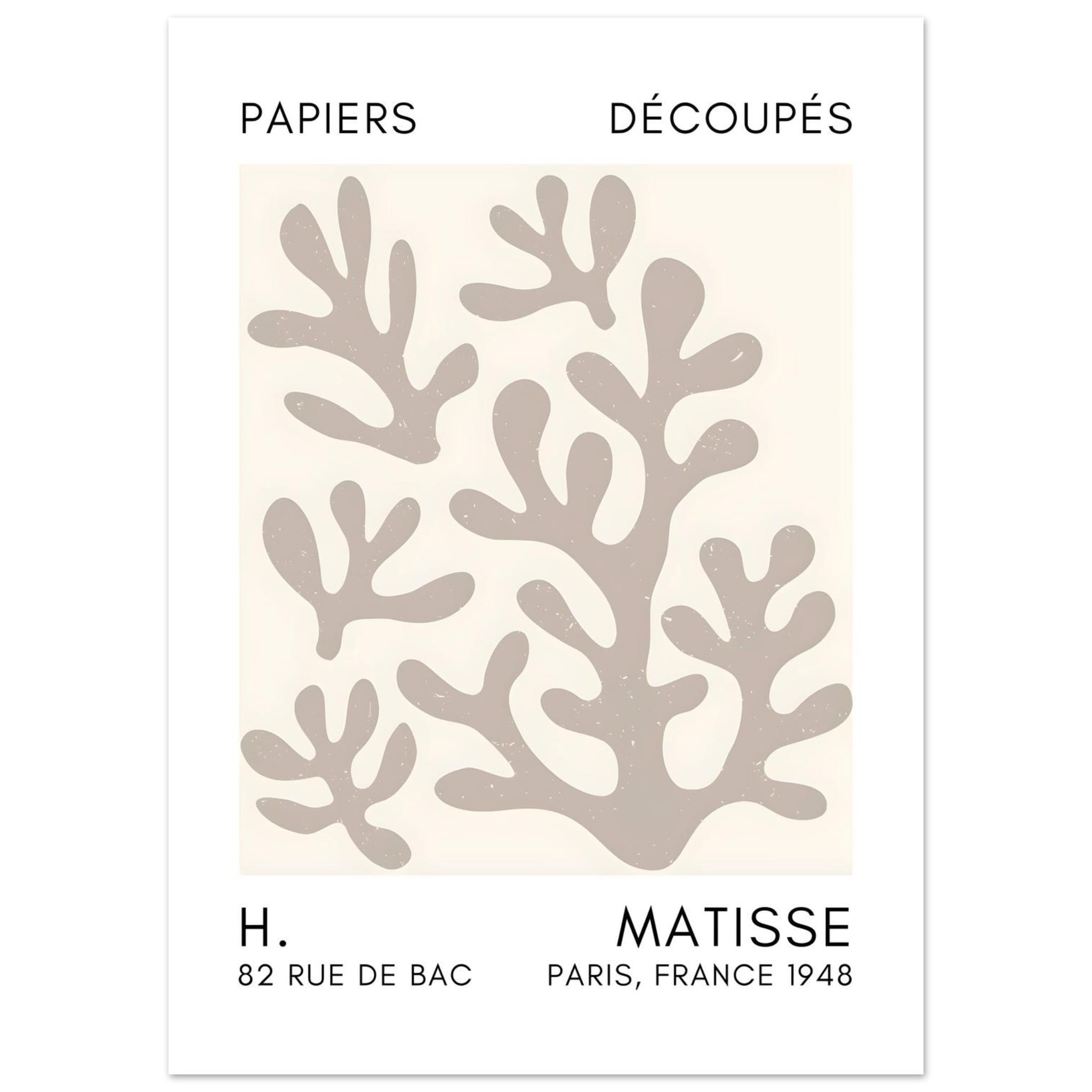 Artfulprints Poster Matisse – Coral shadows grey - 50x70 cm - Grijs