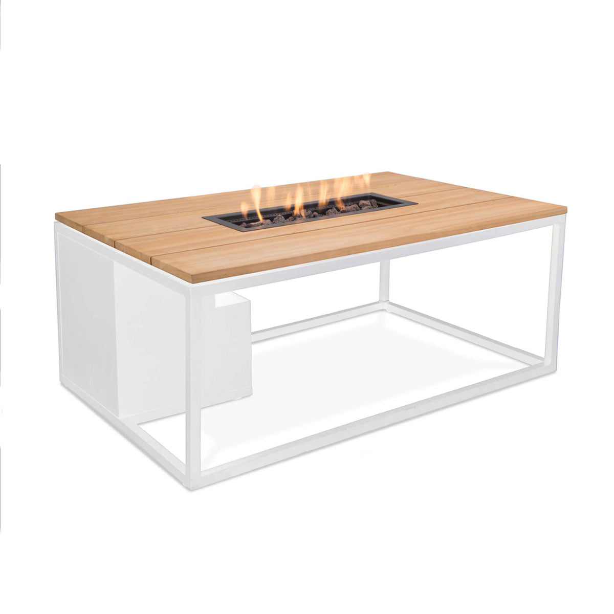 Cosi Fires Cosiloft lounge vuurtafel 120 cm wit - teak top