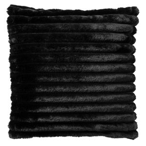 HAZEL – kussenhoes 50×50 cm – effen gestreept imitatiebont – Raven – z HAZEL – kussenhoes 50×50 cm – effen gestreept imitatiebont – Raven – z