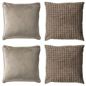 KUSSENSET – 4-delig – Texture Harmony – 45×45 cm – inclusief binnenkus KUSSENSET – 4-delig – Texture Harmony – 45×45 cm – inclusief binnenkus