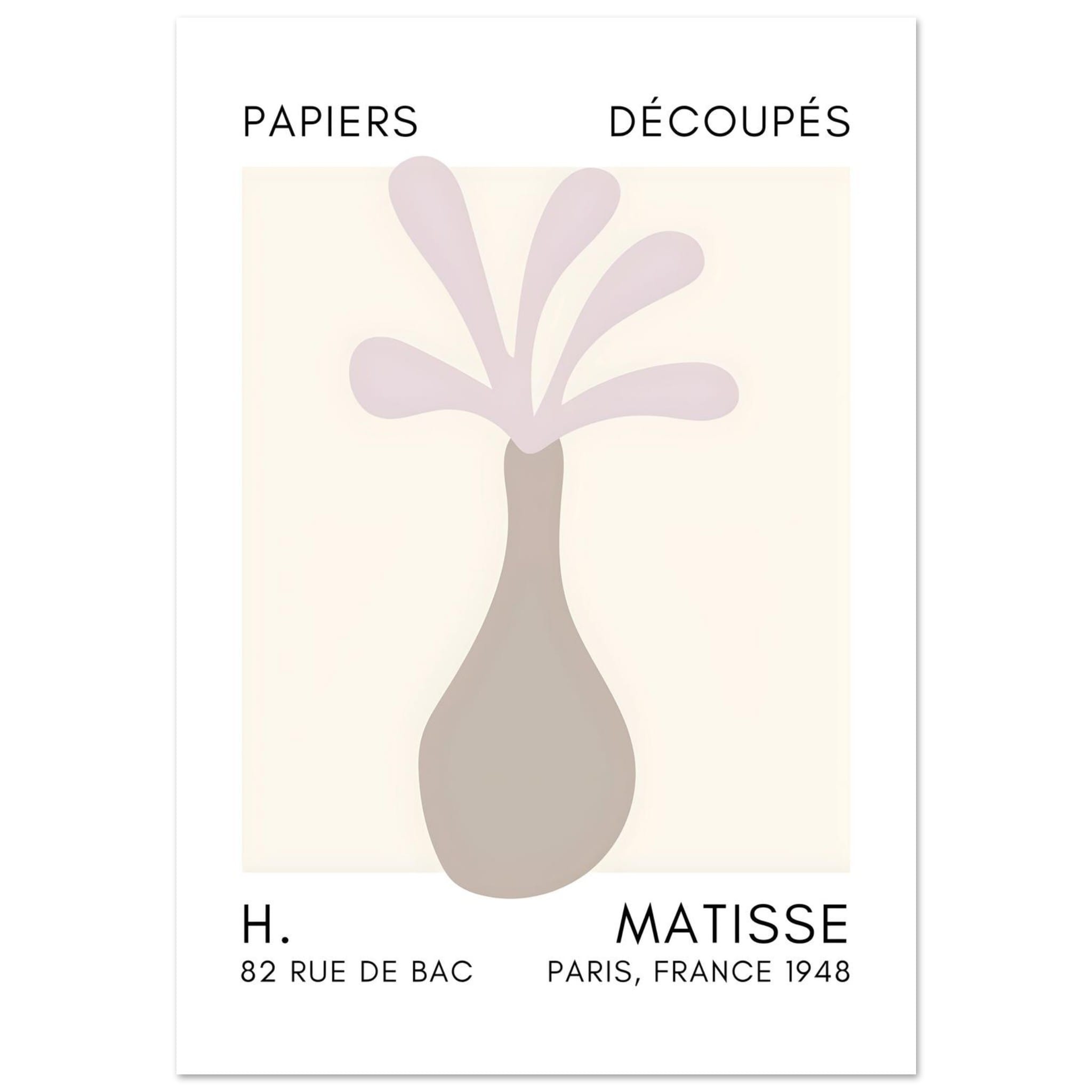 Artfulprints Poster Matisse - Ocean flower grey - A4 21x29.7 cm - Grij