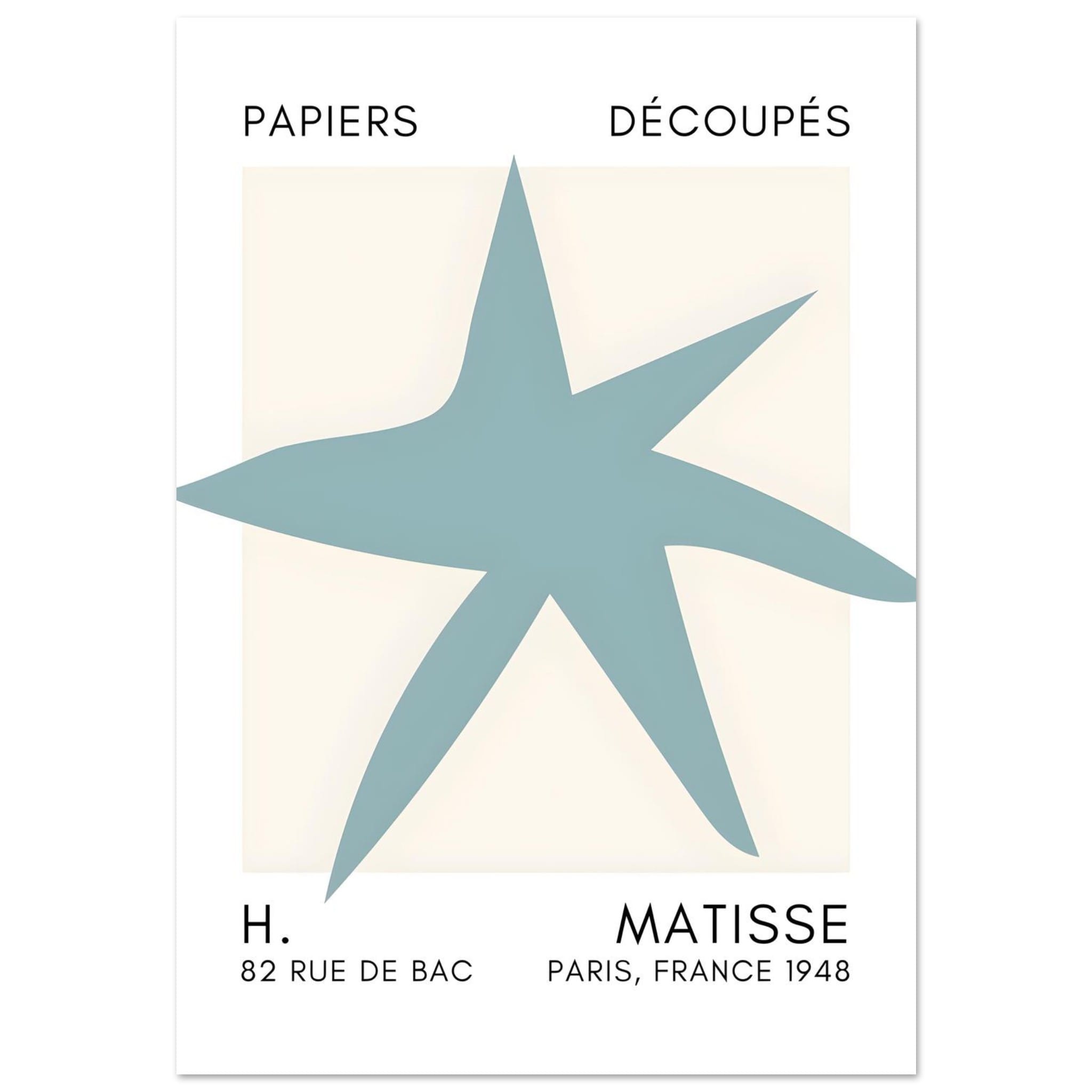 Artfulprints Poster Matisse – Star of the sea turquoise - 70x100 cm -