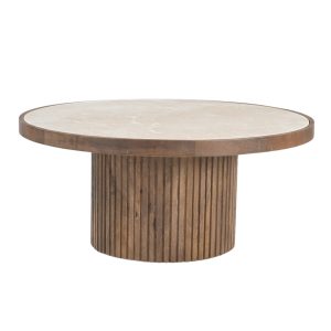 DÉJA Living Salontafel Tervo – Donkerbruin Marmer – Ø80cm DÉJA Living Salontafel Tervo – Donkerbruin Marmer – Ø80cm