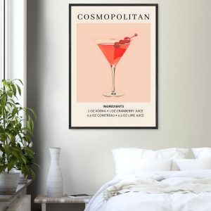 Artfulprints Poster Cosmopolitan cocktail – Ingrediënten – 70×100 cm – Artfulprints Poster Cosmopolitan cocktail – Ingrediënten – 70×100 cm –