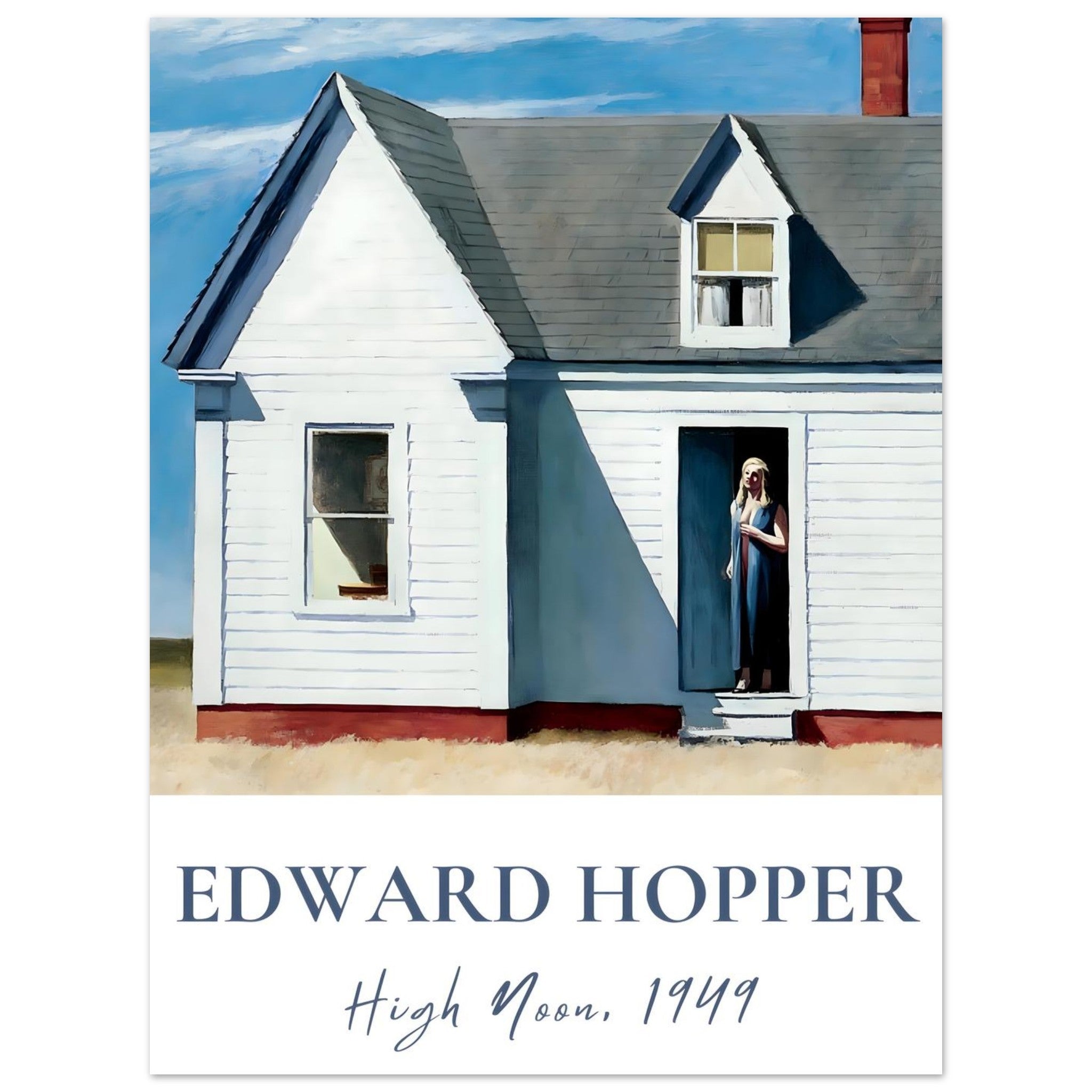 Artfulprints Poster Edward Hopper - High noon - 30x40 cm - Blauw