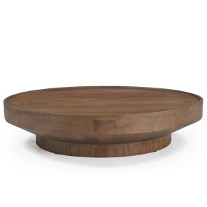 DÉJA Living Salontafel Gabriel – Rond Donkerbruin Hout – 115x115x25cm