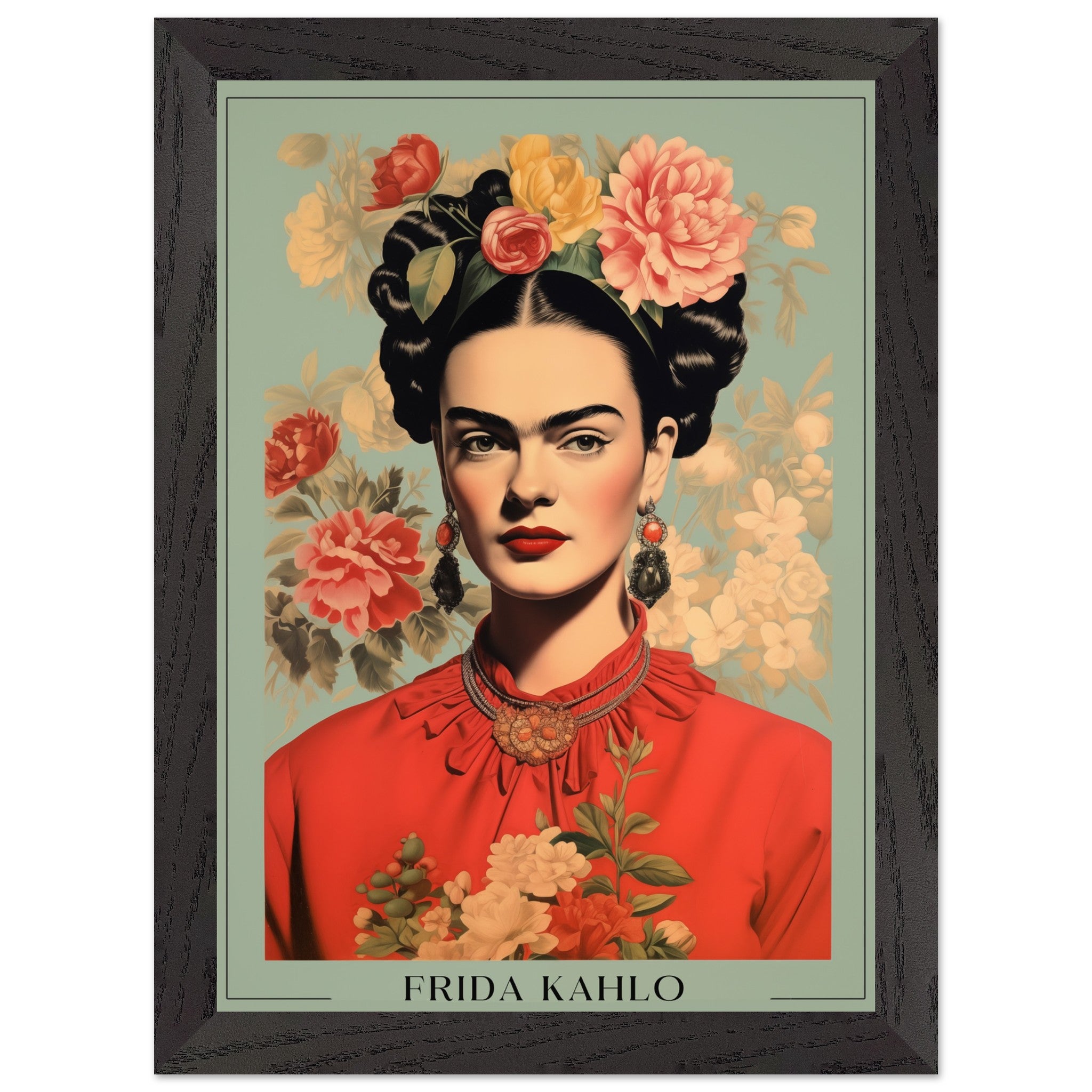 Artfulprints Poster met Lijst Frida Kahlo - Botanical portrait - A4 21