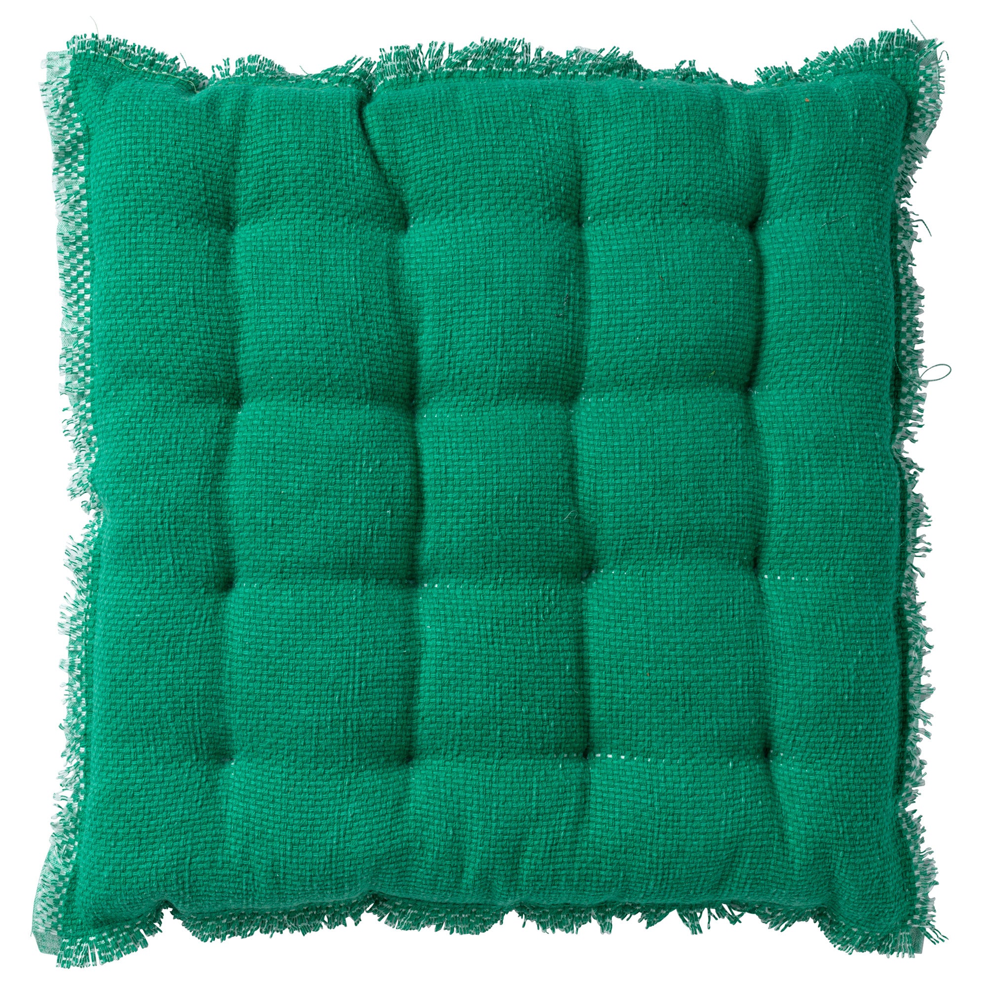 BURTO - stoelkussen 40x40 cm - gewassen katoen - Emerald - groen