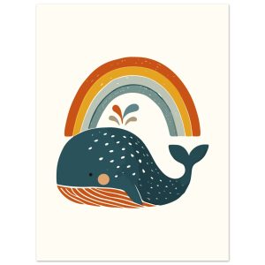 Artfulprints Poster Boho – Walvis – 30×40 cm – Meerkleurig