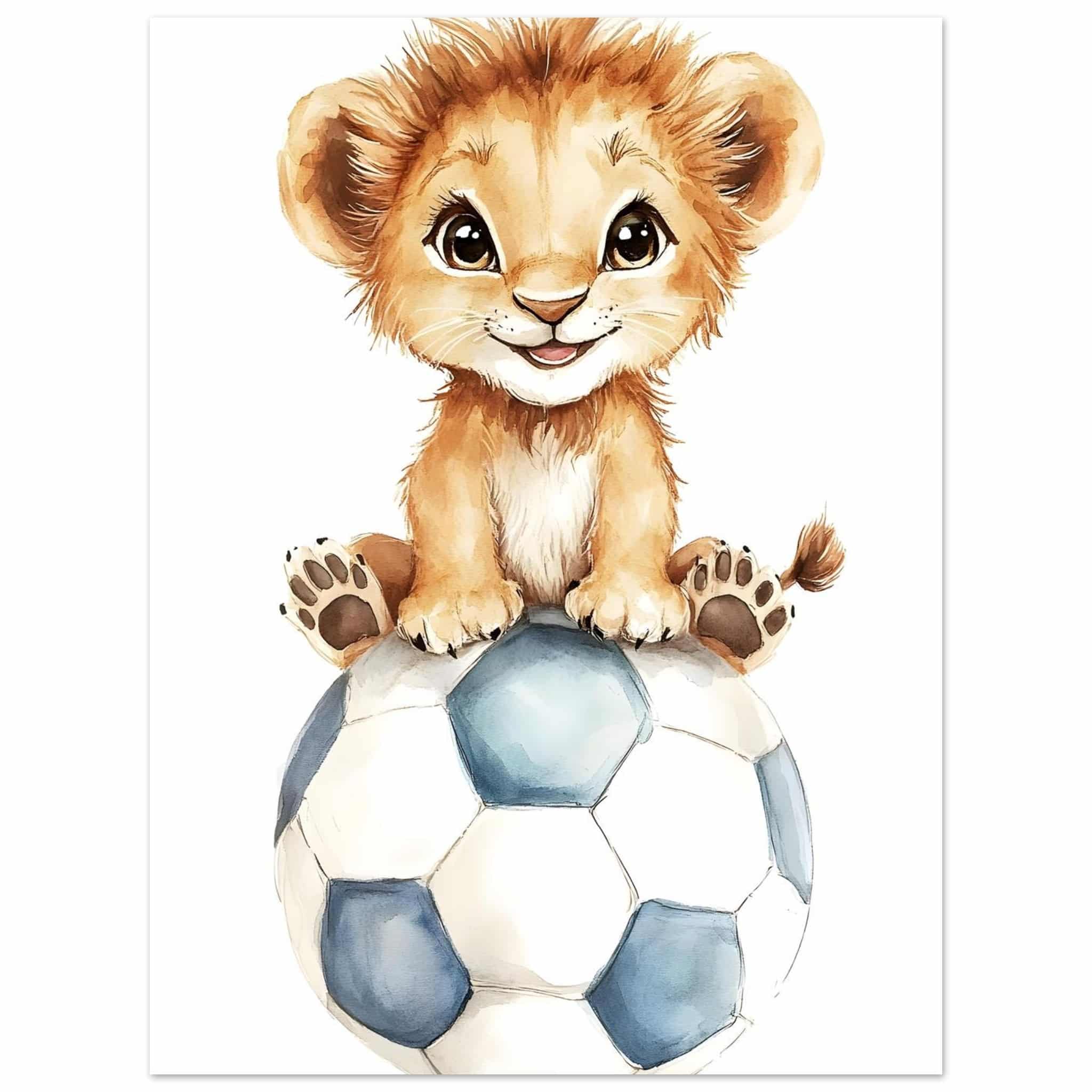 Artfulprints Poster Sportief leeuwtje - 30x40 cm - Meerkleurig