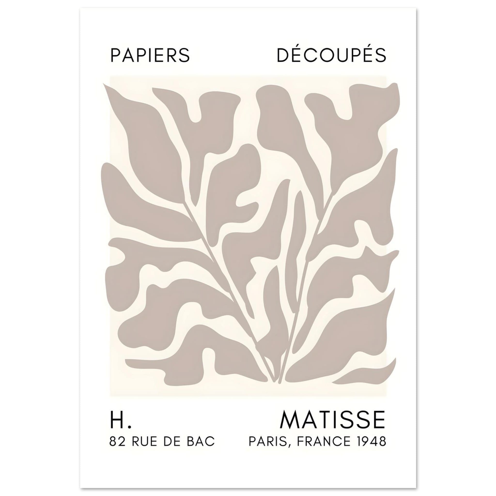 Artfulprints Poster Matisse – Seabed shapes grey - 70x100 cm - Grijs