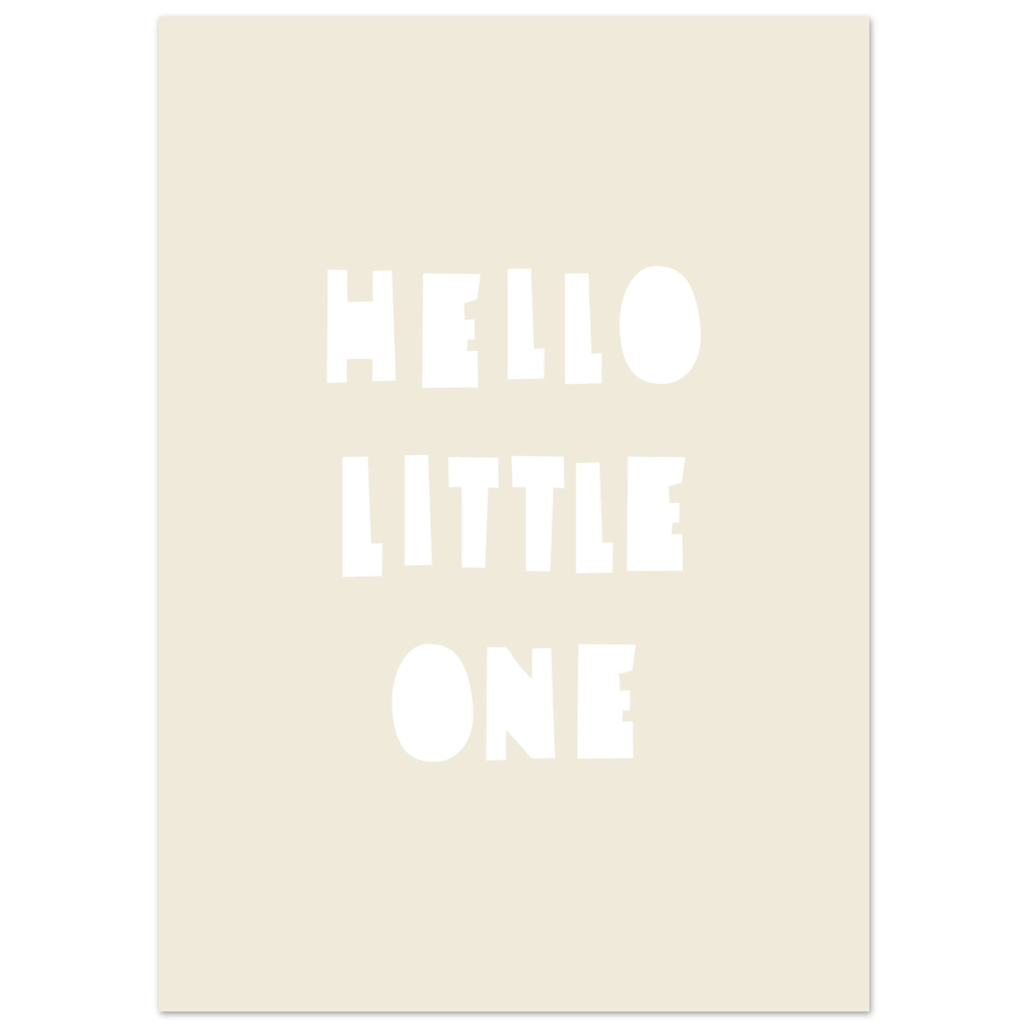 Artfulprints Poster Hello little one wit - 50x70 cm - Taupe