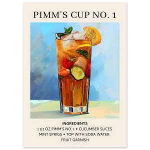 Artfulprints Poster Pimm's Cup No. 1 cocktail – Ingrediënten – 50×70 c