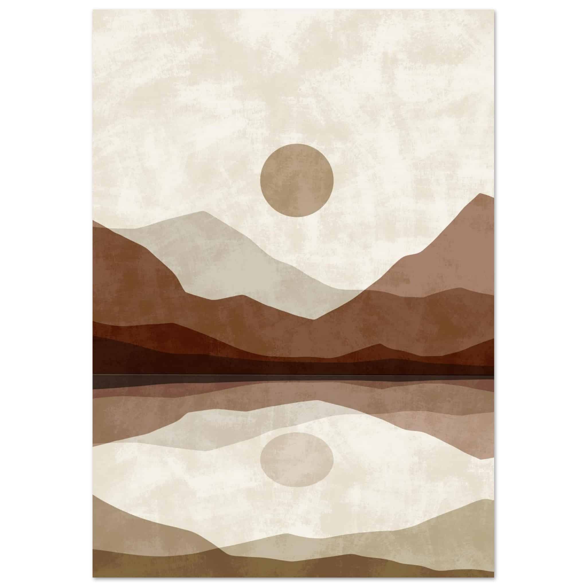 Artfulprints Poster Boho – Mirror mountain - A4 21x29.7 cm - Meerkleur