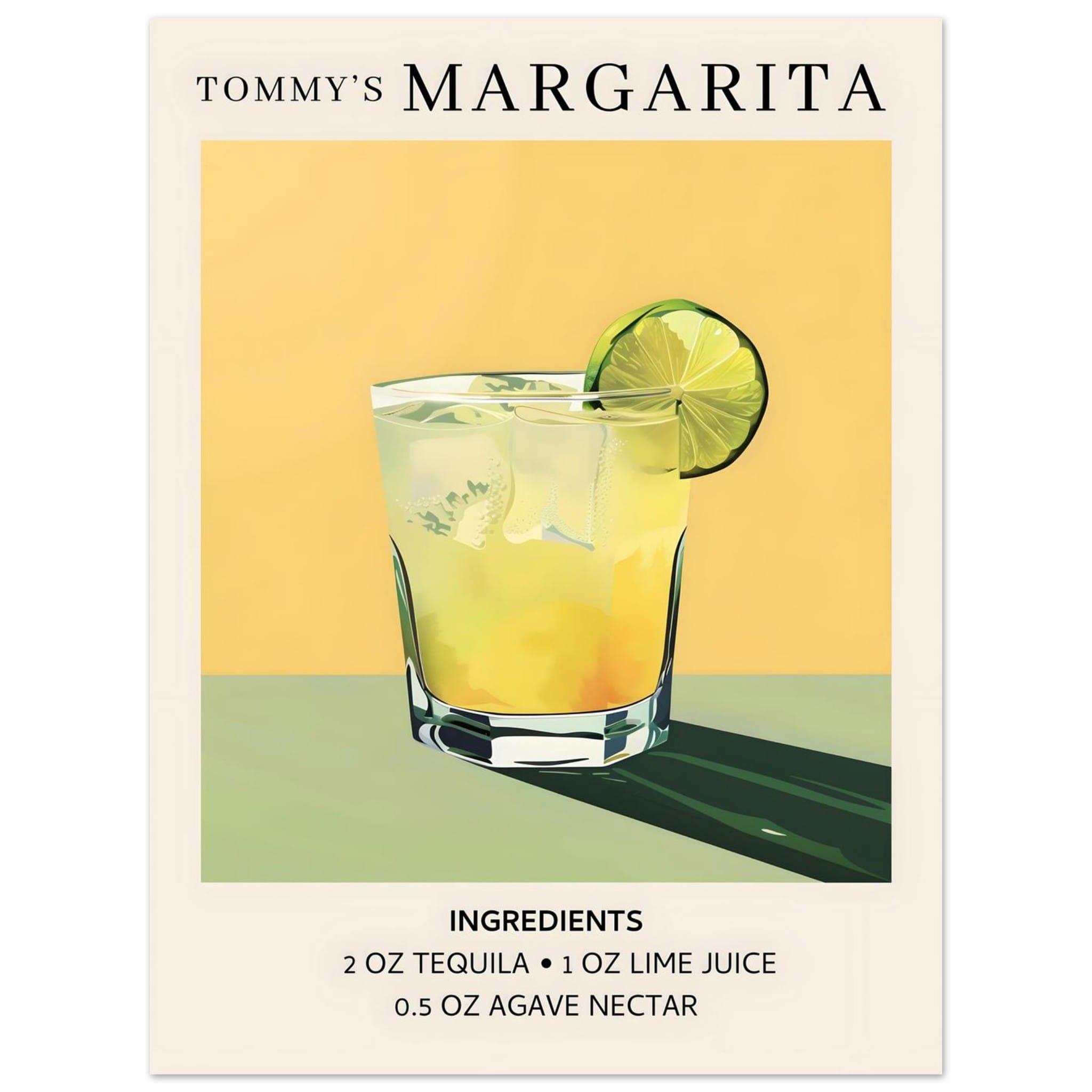 Artfulprints Poster Tommy's Margarita cocktail - Ingrediënten - 30x40