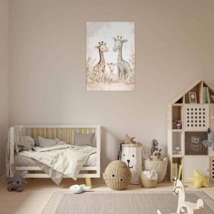 Artfulprints Poster Giraffen familie – 70×100 cm – Taupe