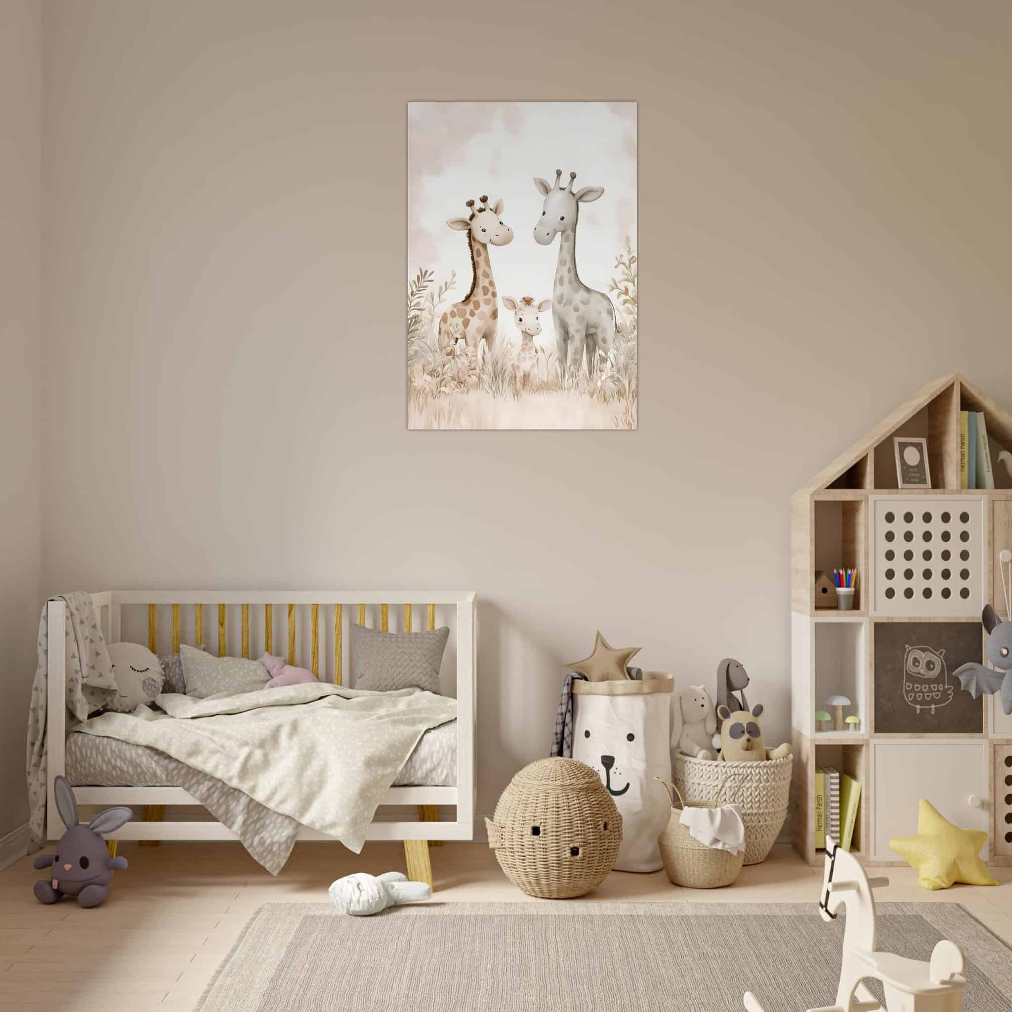 Artfulprints Poster Giraffen familie - 70x100 cm - Taupe