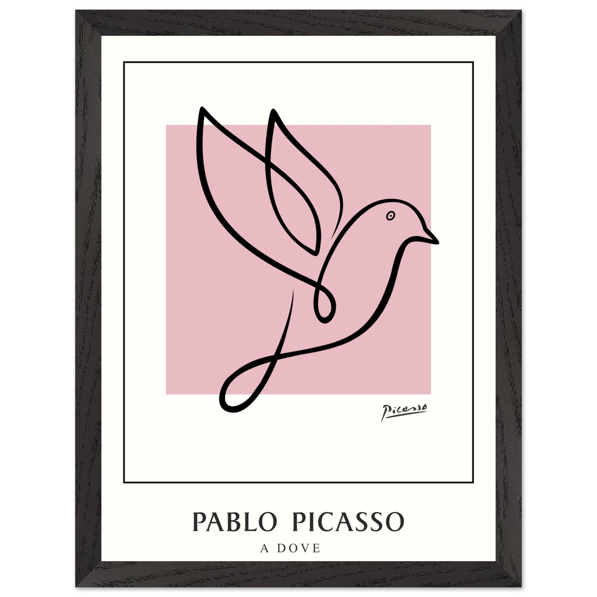 Artfulprints Poster met Lijst Pablo Picasso - A dove - 30x40 cm - Roze