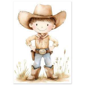 Artfulprints Poster Avontuurlijke cowboy – A4 21×29.7 cm – Bruin Artfulprints Poster Avontuurlijke cowboy – A4 21×29.7 cm – Bruin