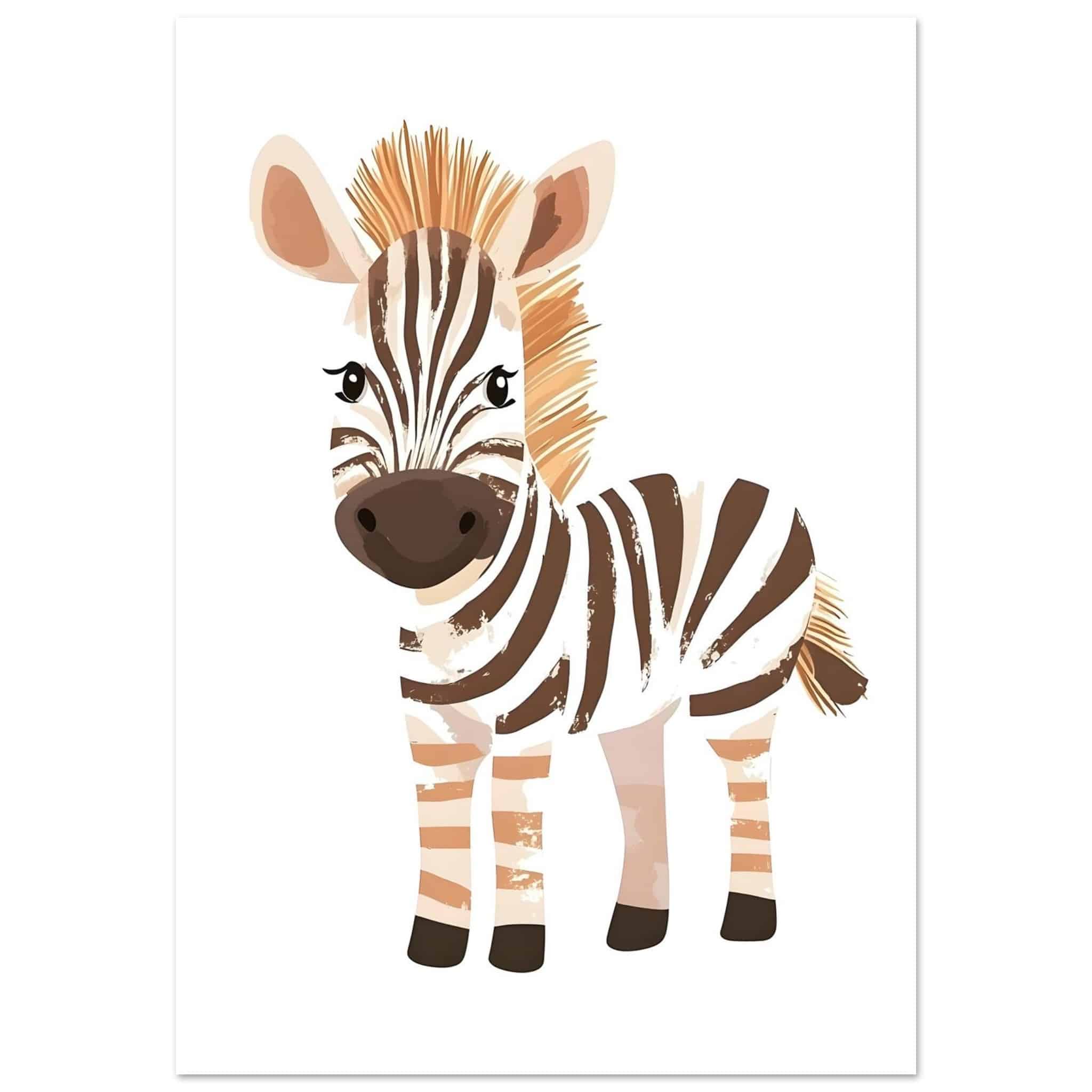 Artfulprints Poster Lieve zebra - 70x100 cm - Zwart / Wit