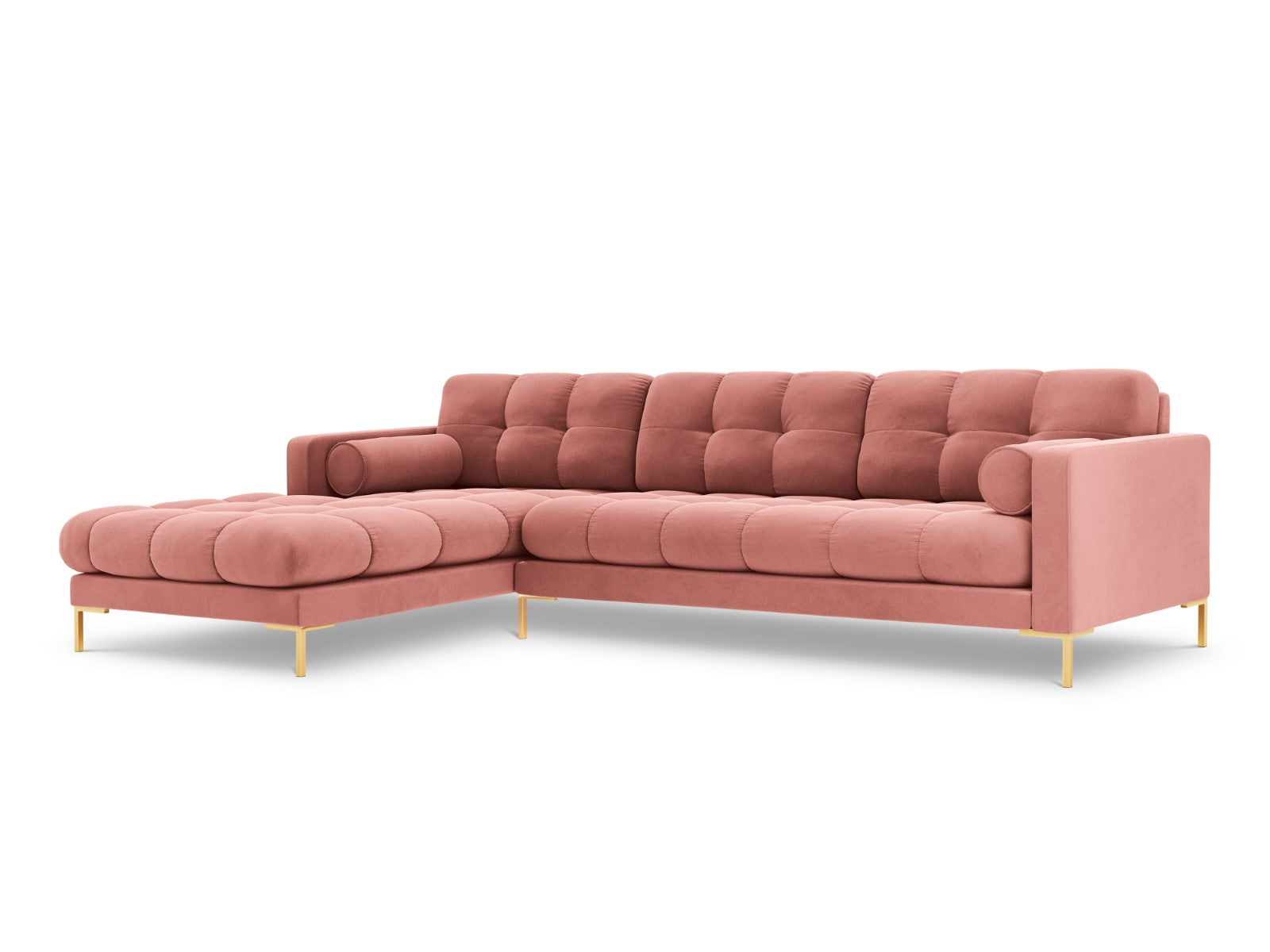 Cosmopolitan Design linker hoekbank Bali 5-zits, flueel, roze - 185x29