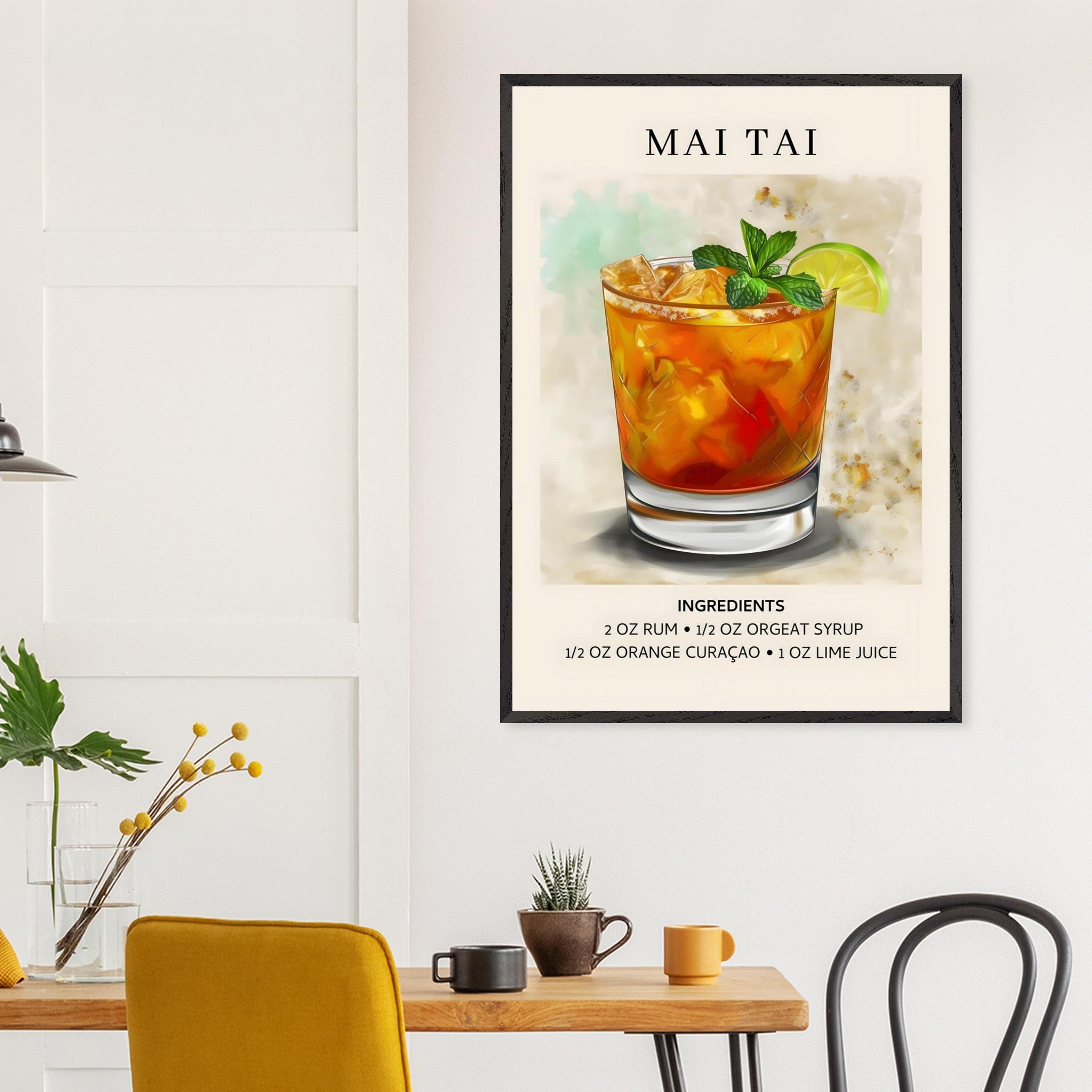 Artfulprints Poster Mai Tai Cocktail - Ingrediënten - 70x100 cm - Meer