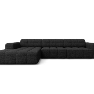 Cosmopolitan Design linker hoekbank Chicago 4-zits, chenille zwart – 1