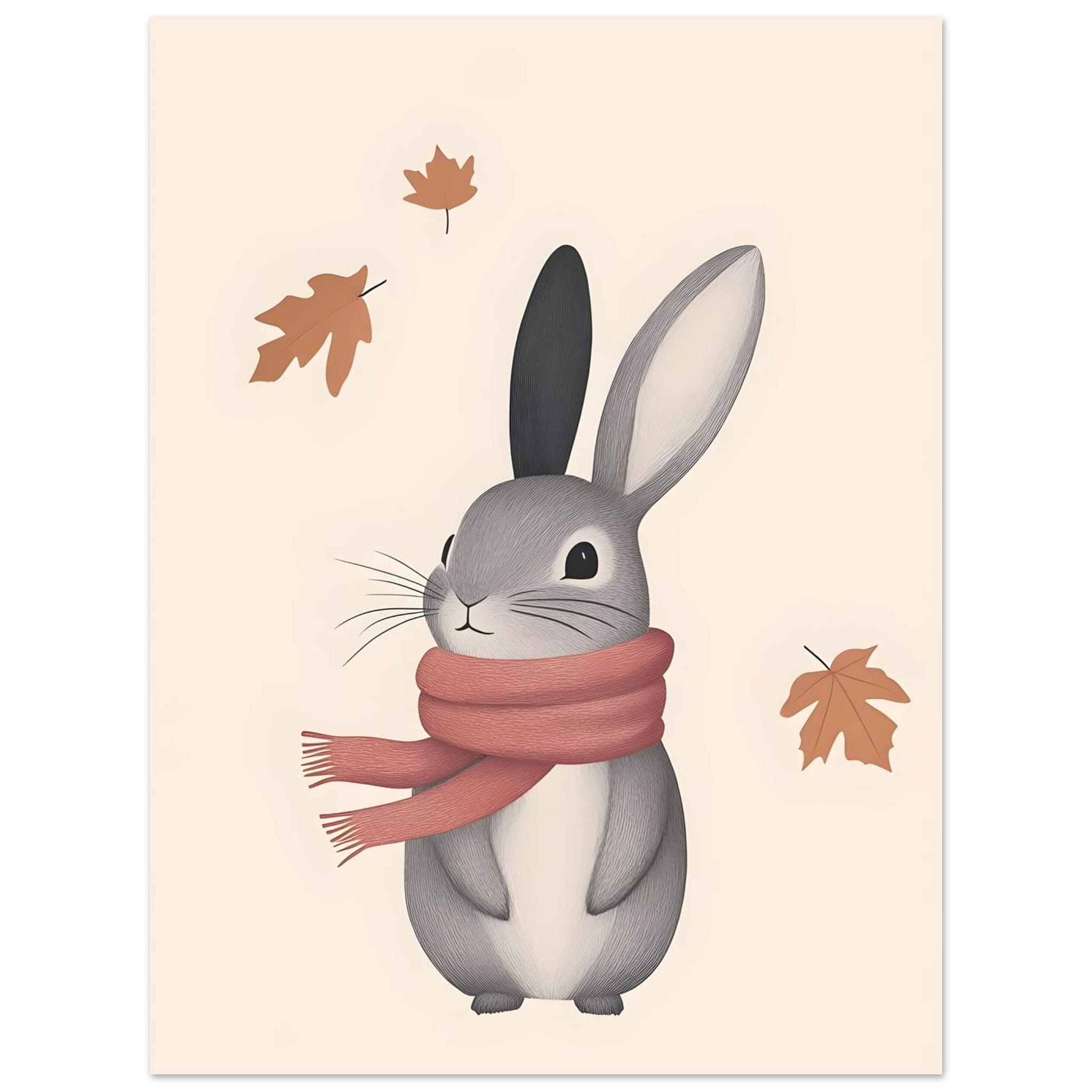Artfulprints Konijn met sjaal poster 30x40 cm