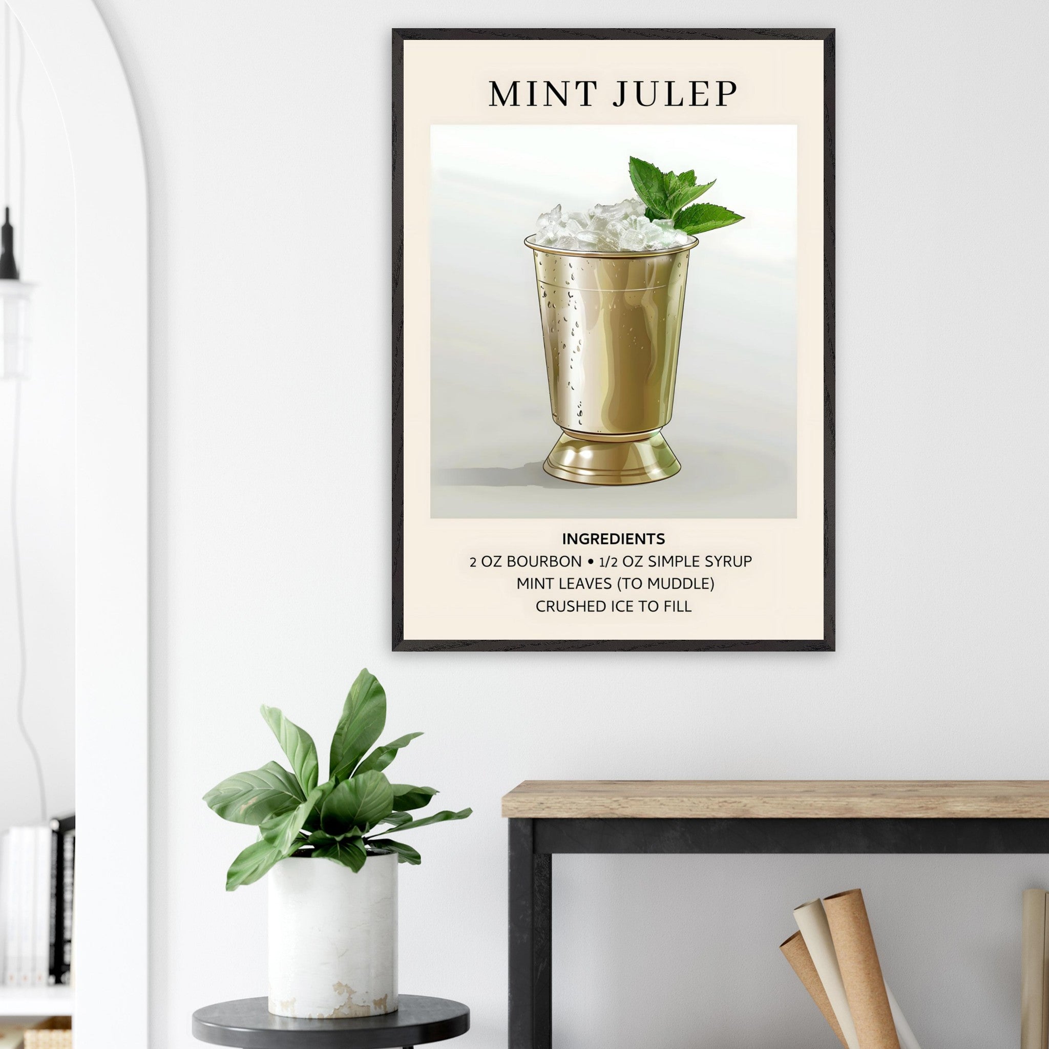 Artfulprints Poster Mint Julep cocktail - Ingredients - 70x100 cm - Gr