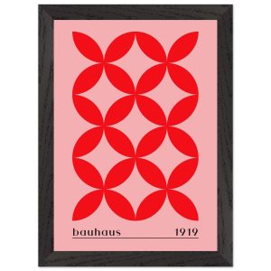 Artfulprints Poster met Lijst Bauhaus – 1919 – A4 21×29.7 cm – Rood