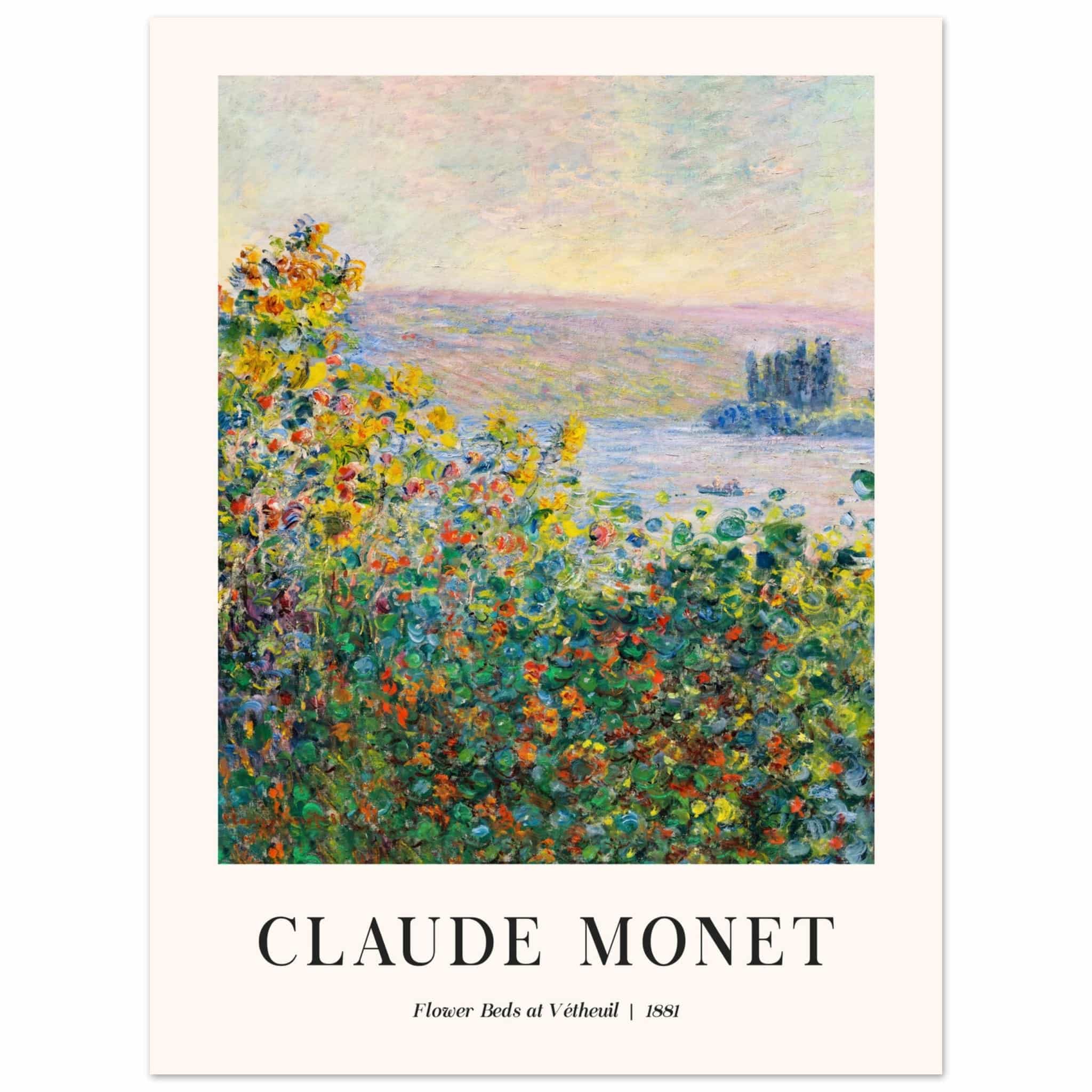 Artfulprints Poster Claude Monet - Flower beds at Vétheuil - 30x40 cm