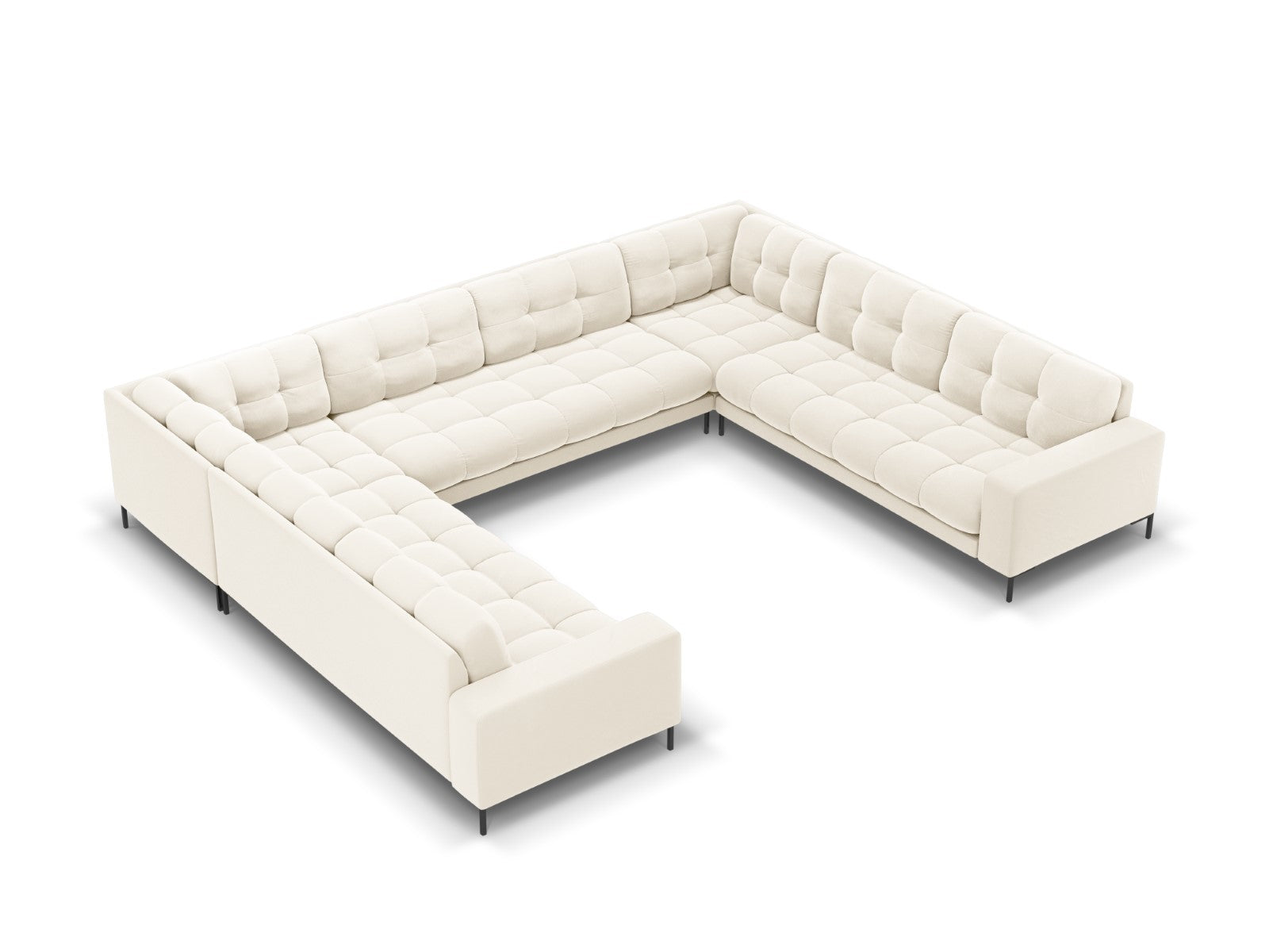 Cosmopolitan Design Panoramische bank Bali 9-zits, flueel, lichtbeige