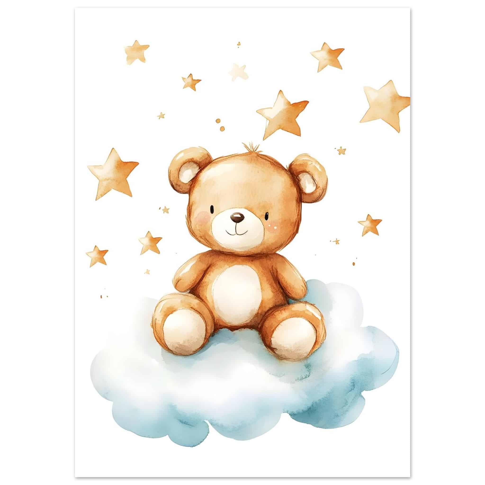 Artfulprints Poster Knuffelbeer in de sterren - 50x70 cm - Bruin