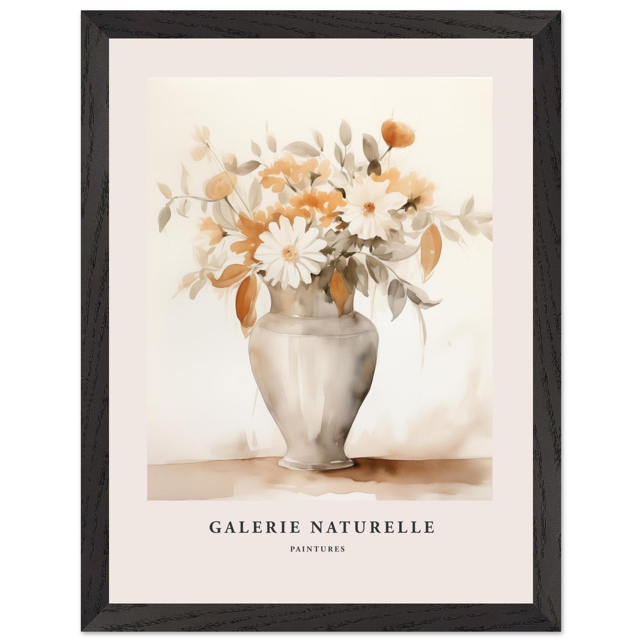 Artfulprints Poster met Lijst Bloemen in vaas 2 - 30x40 cm - Taupe