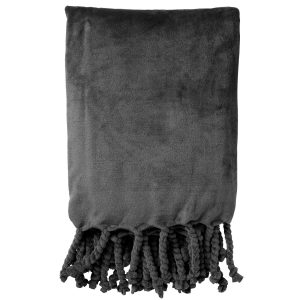 FLORIJN – Plaid 150×200 cm – grote fleece plaid met flosjes – Charcoal FLORIJN – Plaid 150×200 cm – grote fleece plaid met flosjes – Charcoal